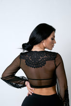 Load image into Gallery viewer, Black lace crop top TN