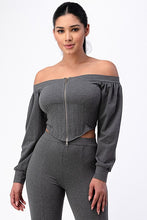 Load image into Gallery viewer, Off Shoulder Bubble Sleeve Corset Set