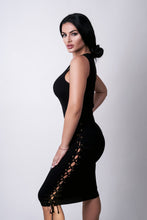 Load image into Gallery viewer, Lace Up Black Dress