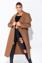 Load image into Gallery viewer, Brown Maxi Length Oversized Belted Waterfall Coat
