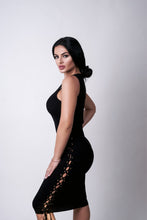 Load image into Gallery viewer, Lace Up Black Dress